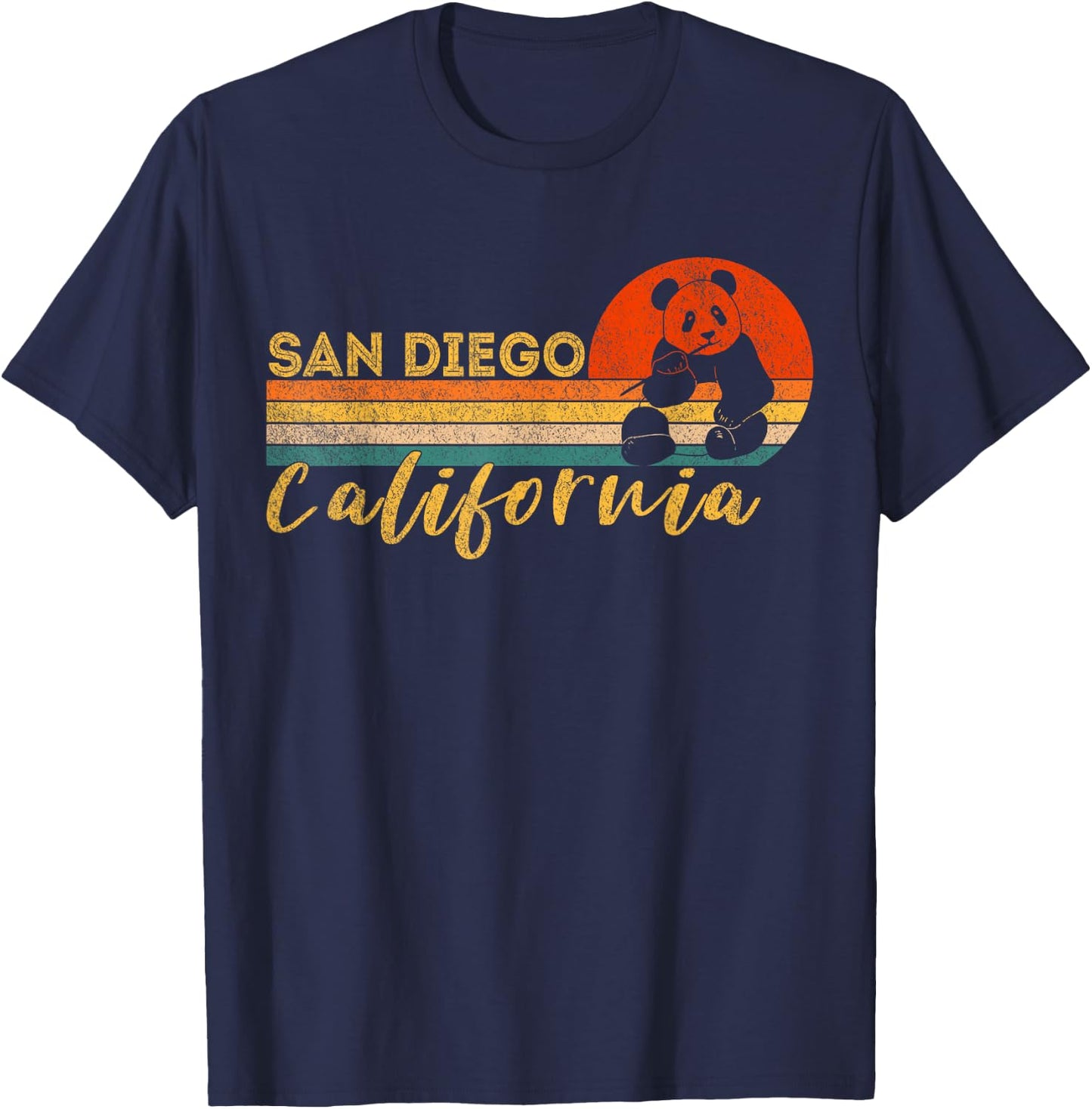 San Diego Retro Panda Zoo California Vintage T-Shirt - T-Shirt | Navy