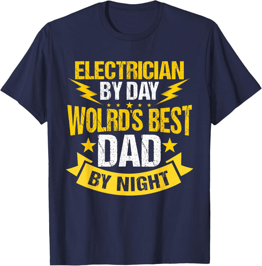 Electrician Dad Electronics Technician Electrical Repairman T-Shirt - T-Shirt | Navy