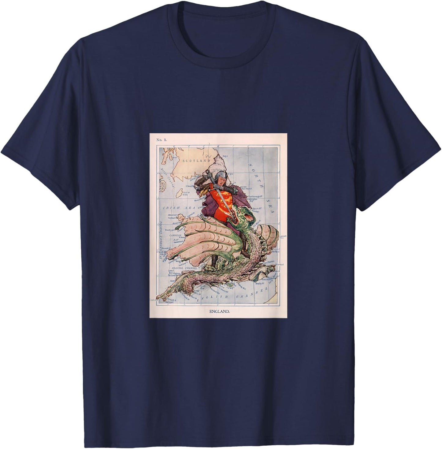 St George Slaying a Dragon T-Shirt - T-Shirt | Navy