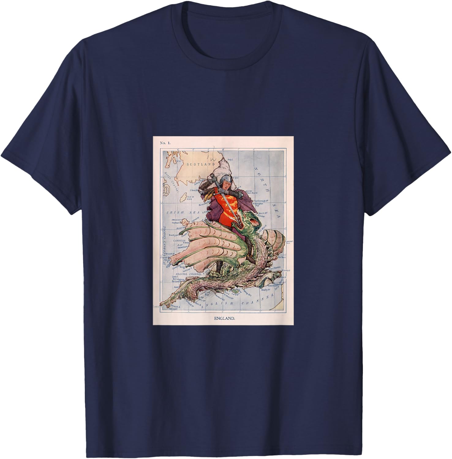 St George Slaying a Dragon T-Shirt - T-Shirt | Navy