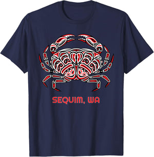 Sequim Washington Dungeness Crab Native American Indian T-Shirt - T-Shirt | Navy