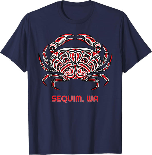 Sequim Washington Dungeness Crab Native American Indian T-Shirt - T-Shirt | Navy