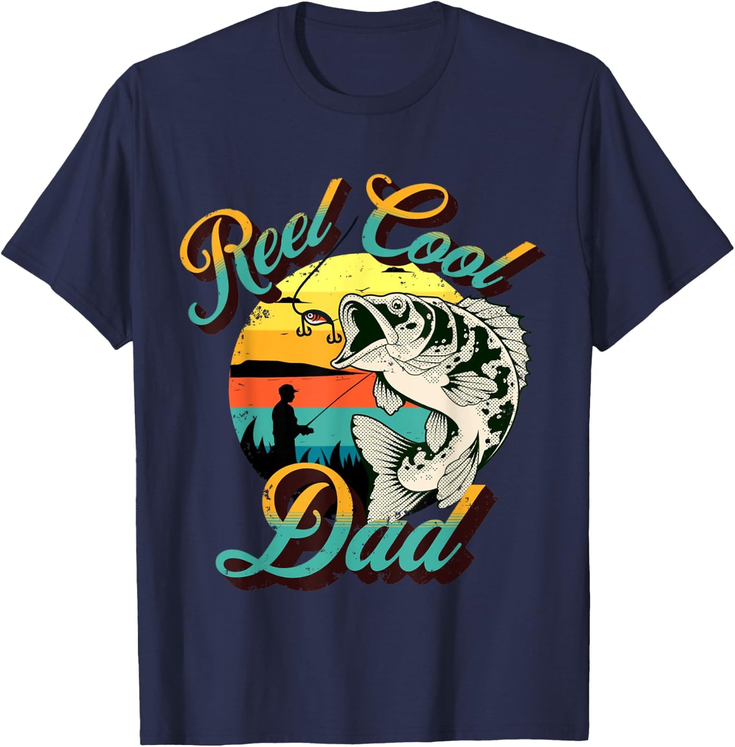 Funny Dad Fathers Day Gift Real Cool Dad Fishing, Dad Joke T-Shirt - T-Shirt | Navy