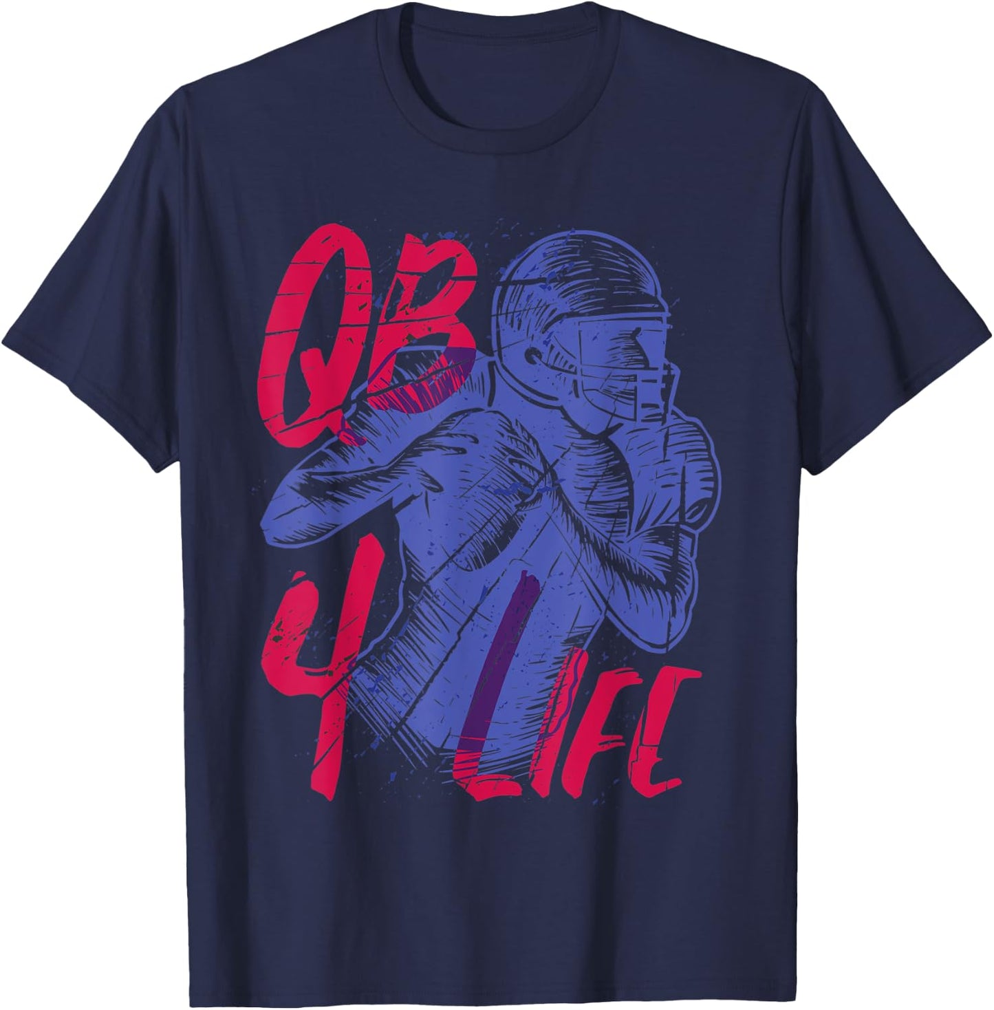 American Football Team Player QB for life Quarterback Gift T-Shirt - T-Shirt | Navy