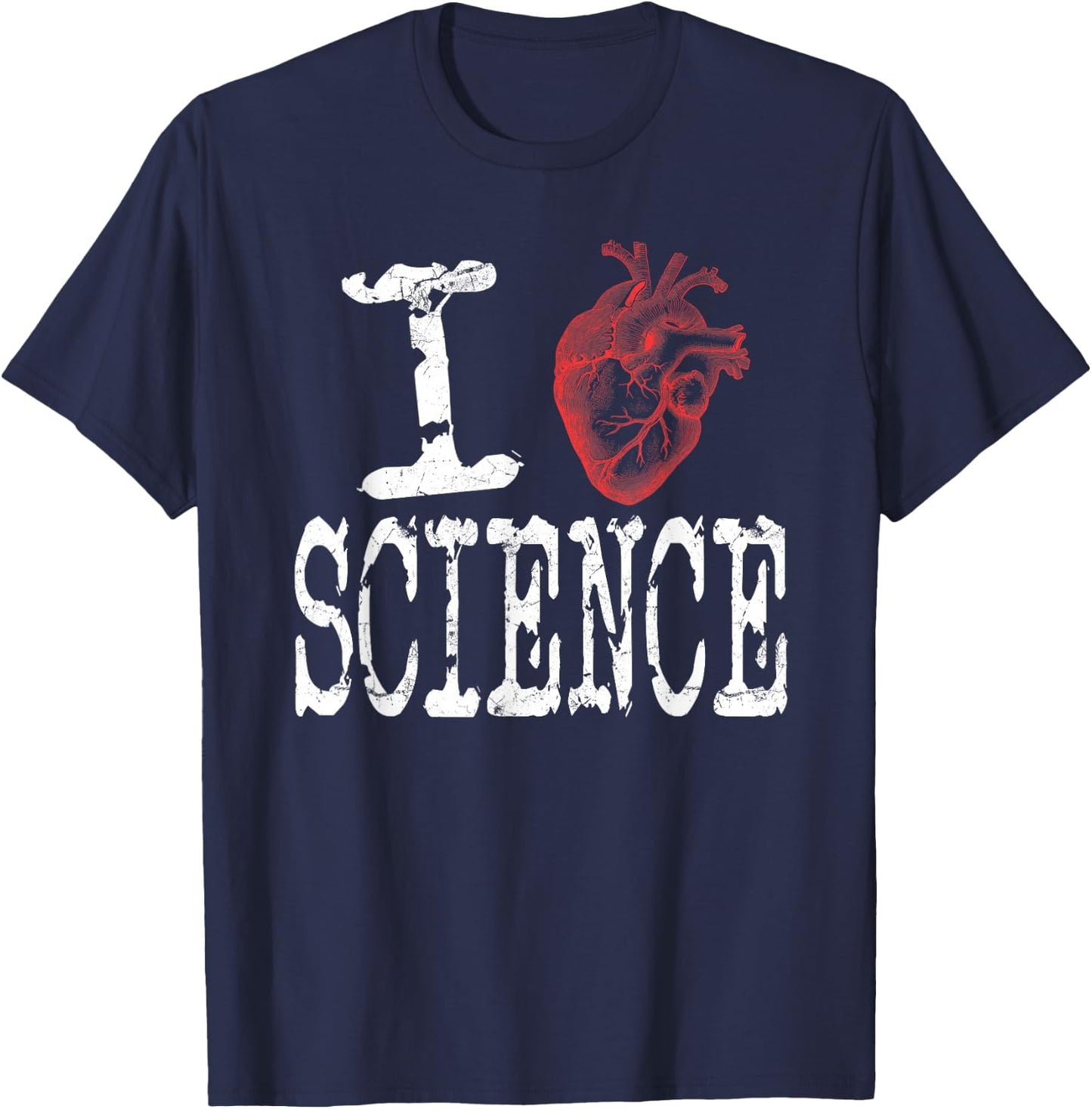 I Love Science Cool Heart Graphic, Awesome Science Lover T-Shirt - T-Shirt | Navy