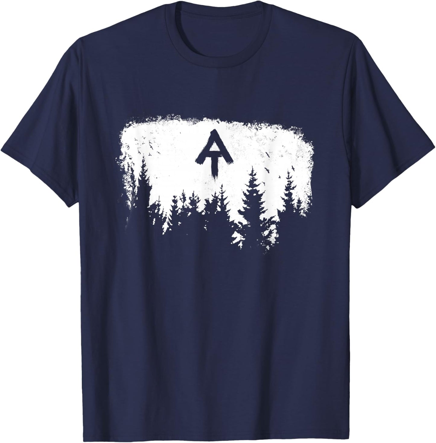 White Blaze Appalachian at Trail Minimalist Pine Tree Hike T-Shirt - T-Shirt | Navy