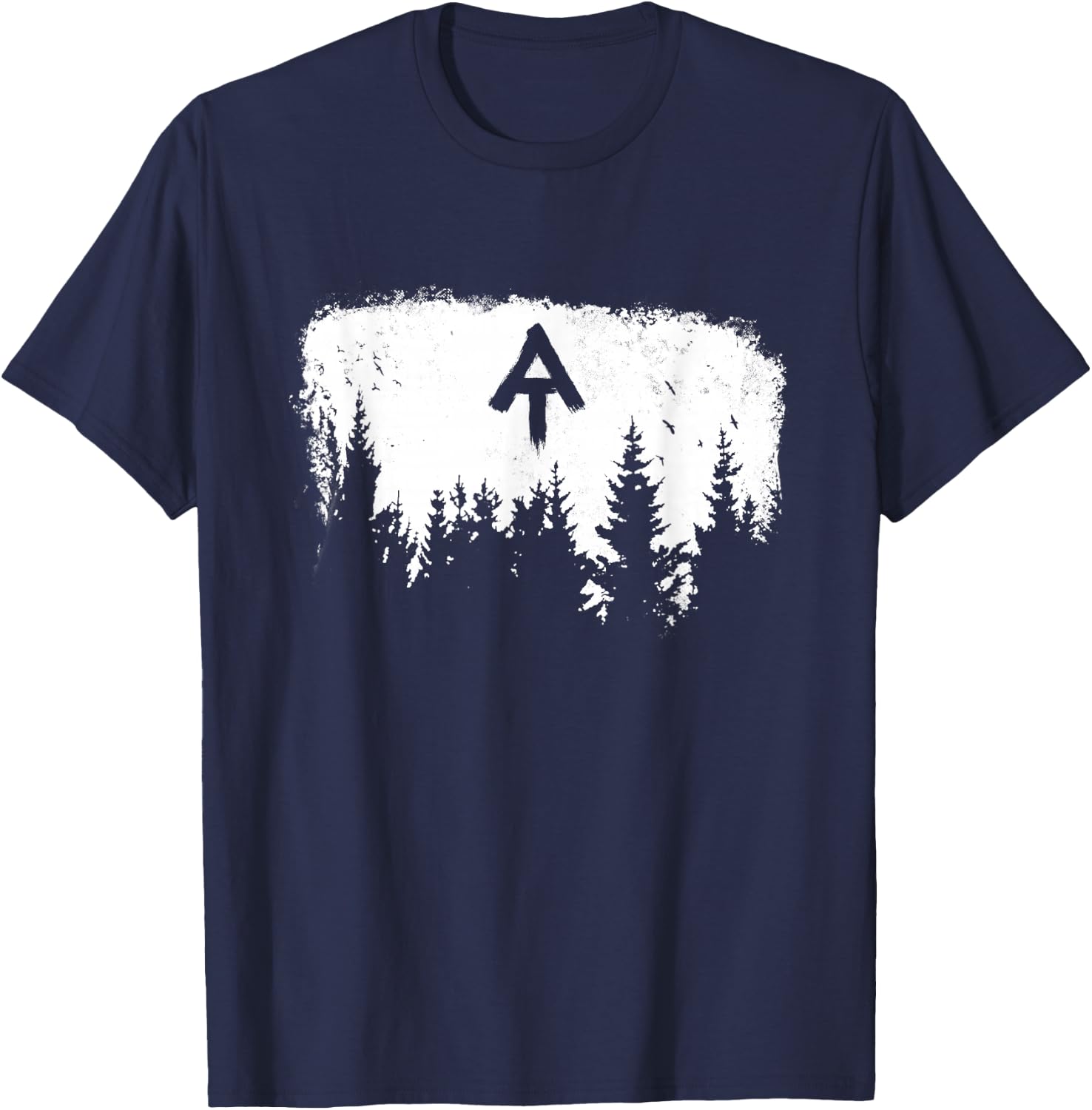 White Blaze Appalachian at Trail Minimalist Pine Tree Hike T-Shirt - T-Shirt | Navy