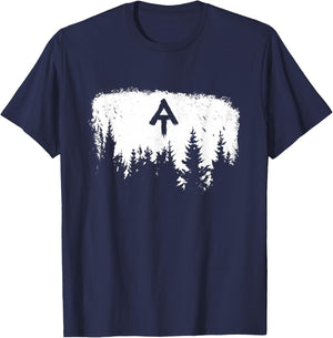 White Blaze Appalachian at Trail Minimalist Pine Tree Hike T-Shirt - T-Shirt | Navy