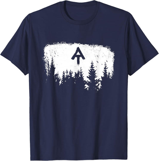 White Blaze Appalachian at Trail Minimalist Pine Tree Hike T-Shirt - T-Shirt | Navy