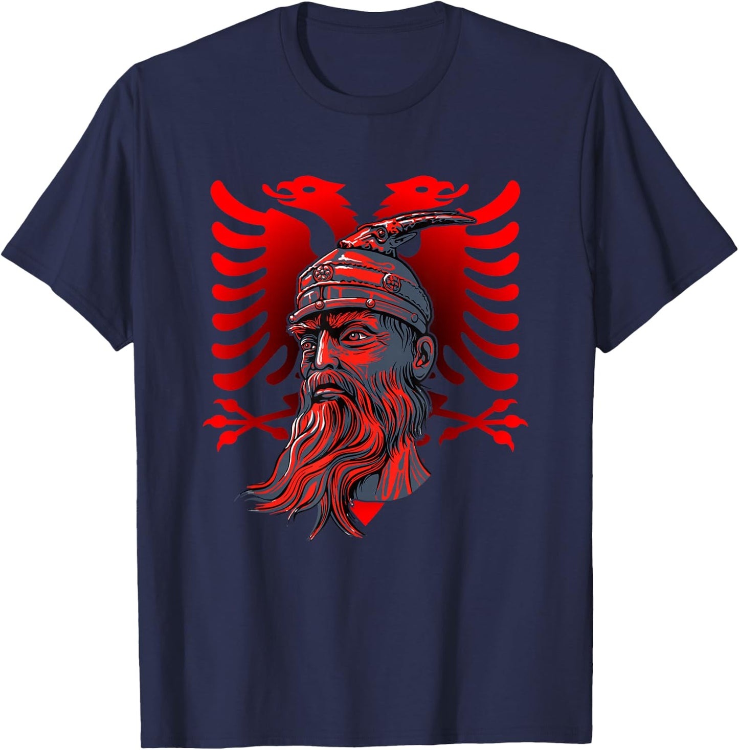 Skanderbeg Albanian National Hero Eagle Kosovo Albanian T-Shirt - T-Shirt | Navy