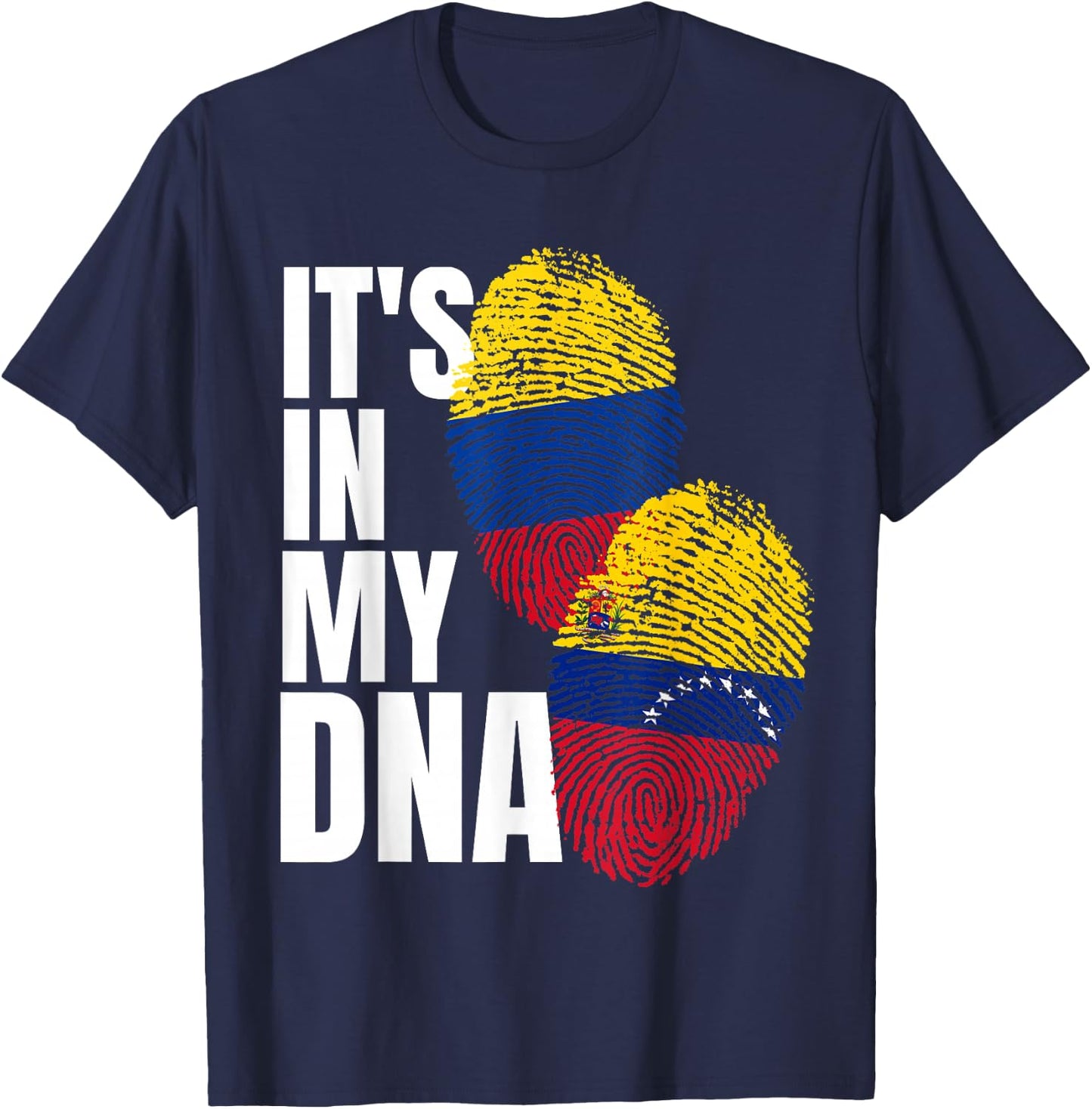 Colombian And Venezuelan DNA Mix Flag Heritage T-Shirt - T-Shirt | Navy