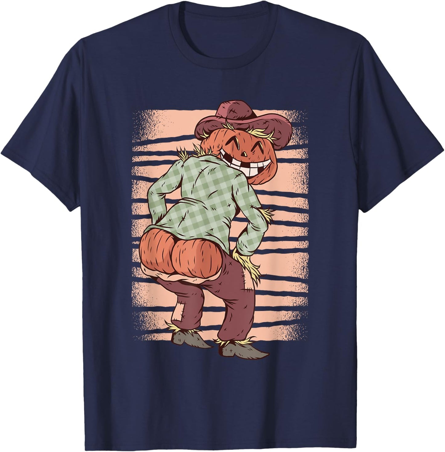 Pumpkin Scarecrow Mooning - Funny Halloween Party Costume T-Shirt - T-Shirt | Navy