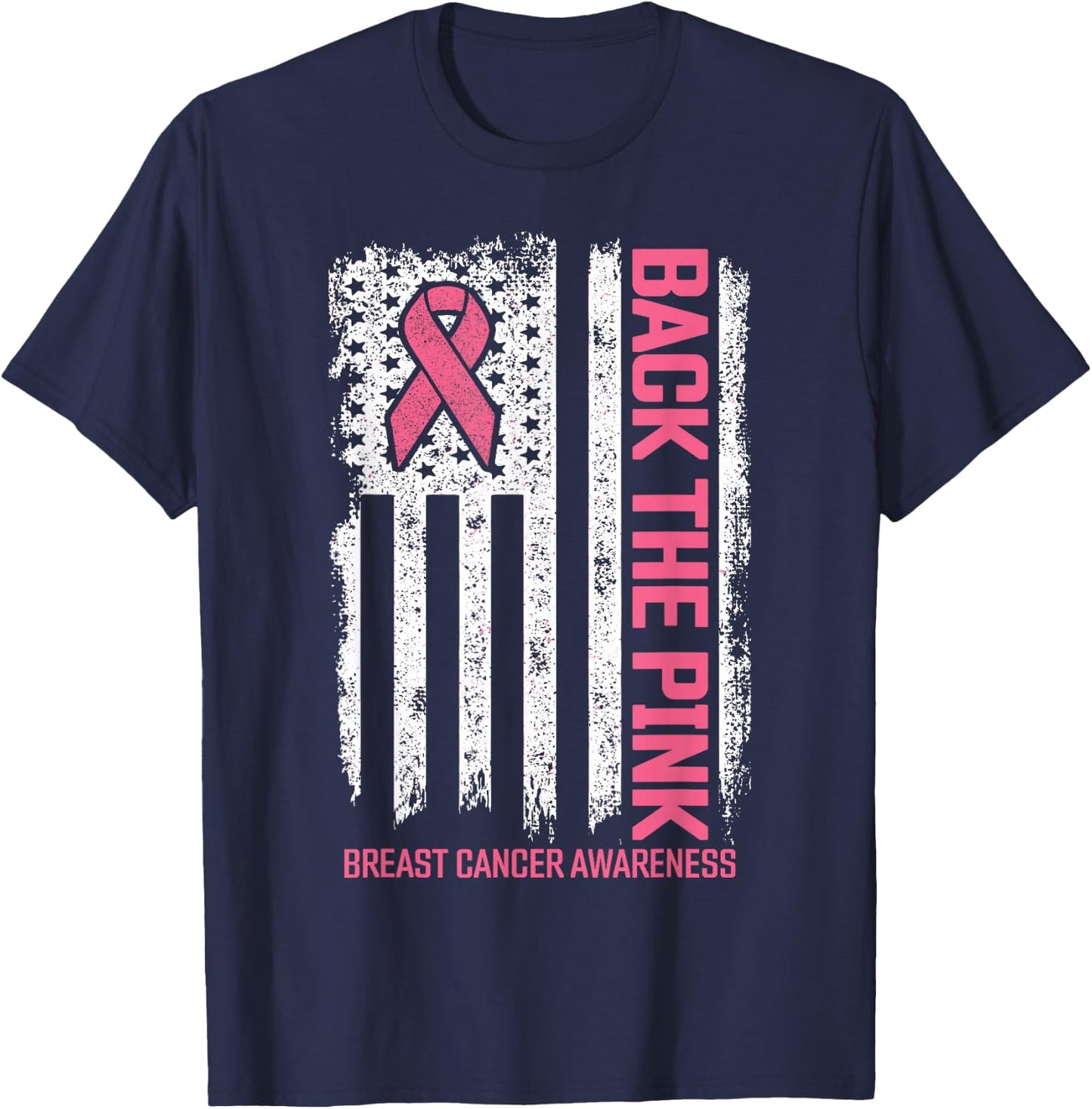 Breast Cancer Awareness Shirts Back the Pink Breast Cancer T-Shirt - T-Shirt | Navy