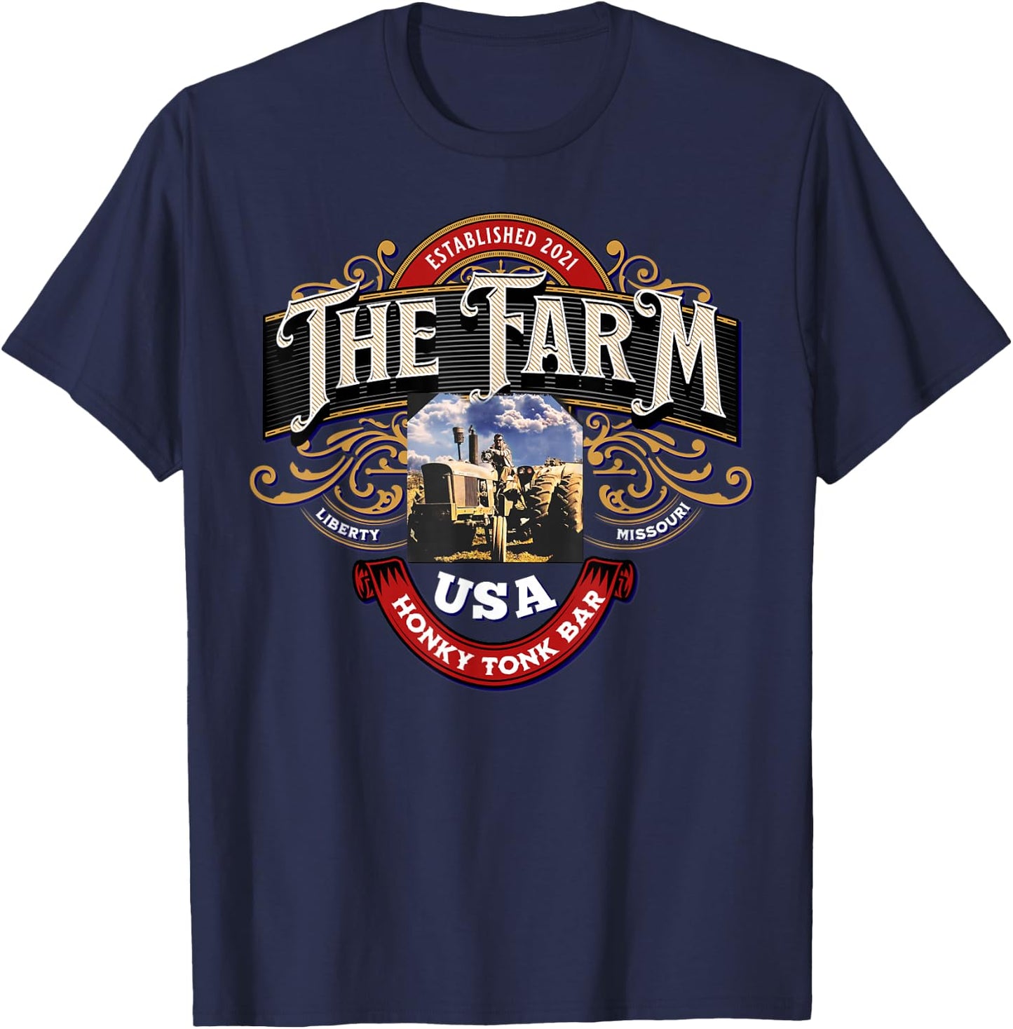 The Farm Liberty Missouri USA Live Music Bar Honky-tonk T-Shirt - T-Shirt | Navy
