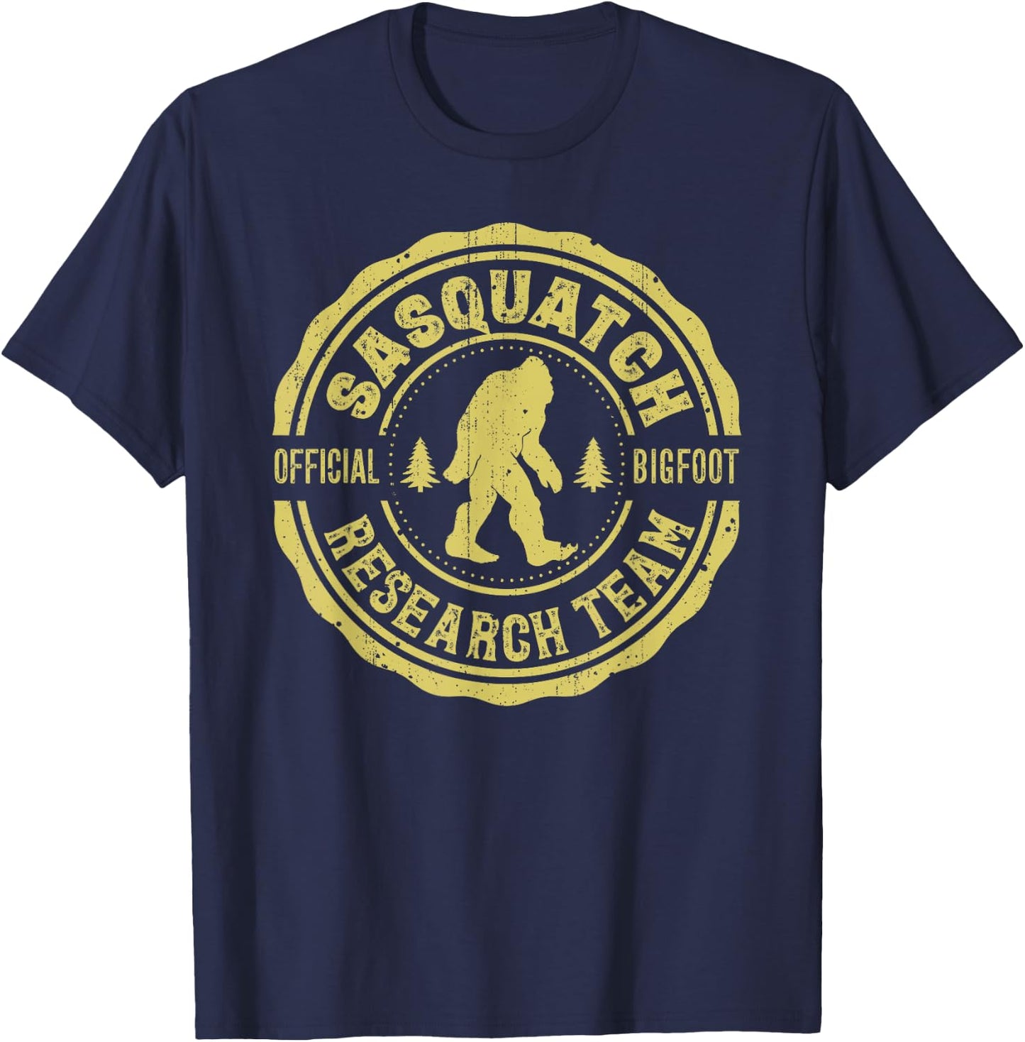 Bigfoot Finding Sasquatch Research Team Men Retro Vintage T-Shirt - T-Shirt | Navy