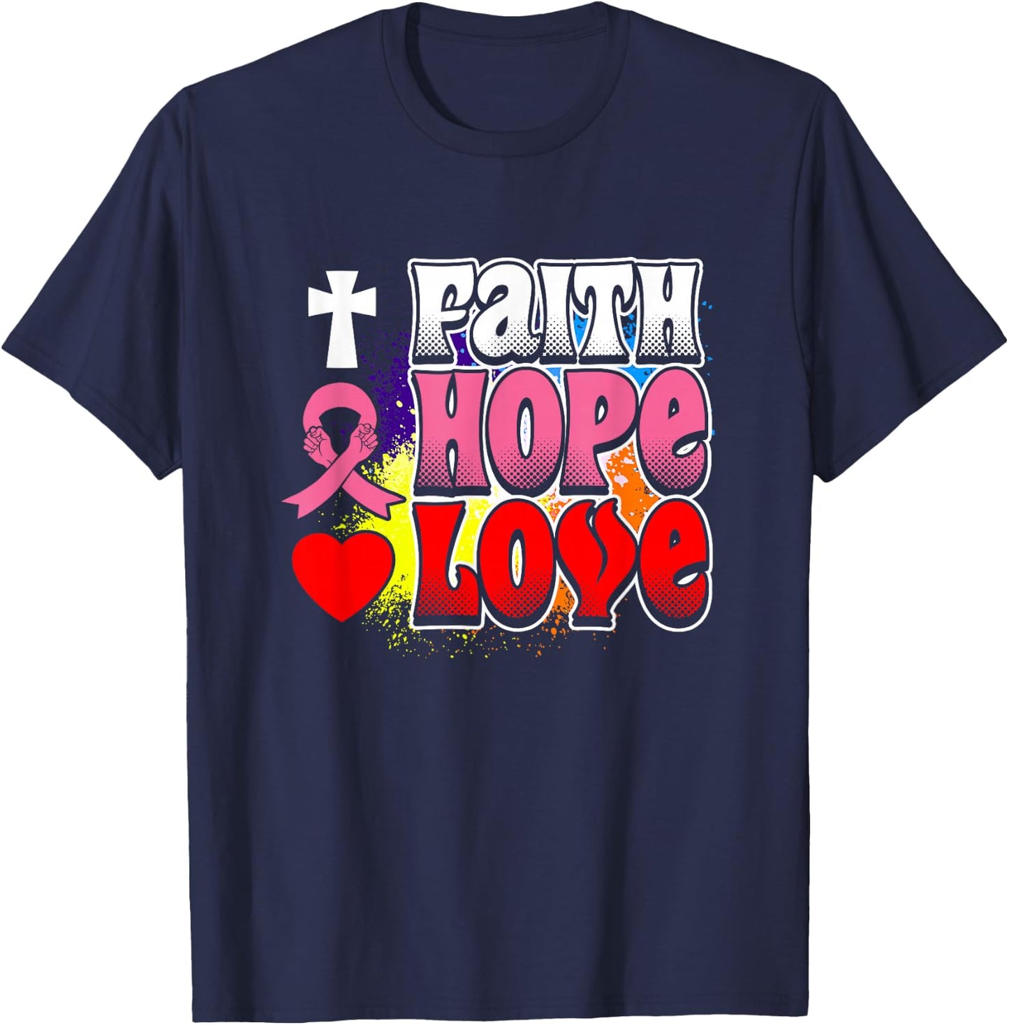Faith Hope Love Design T-Shirt - T-Shirt | Navy