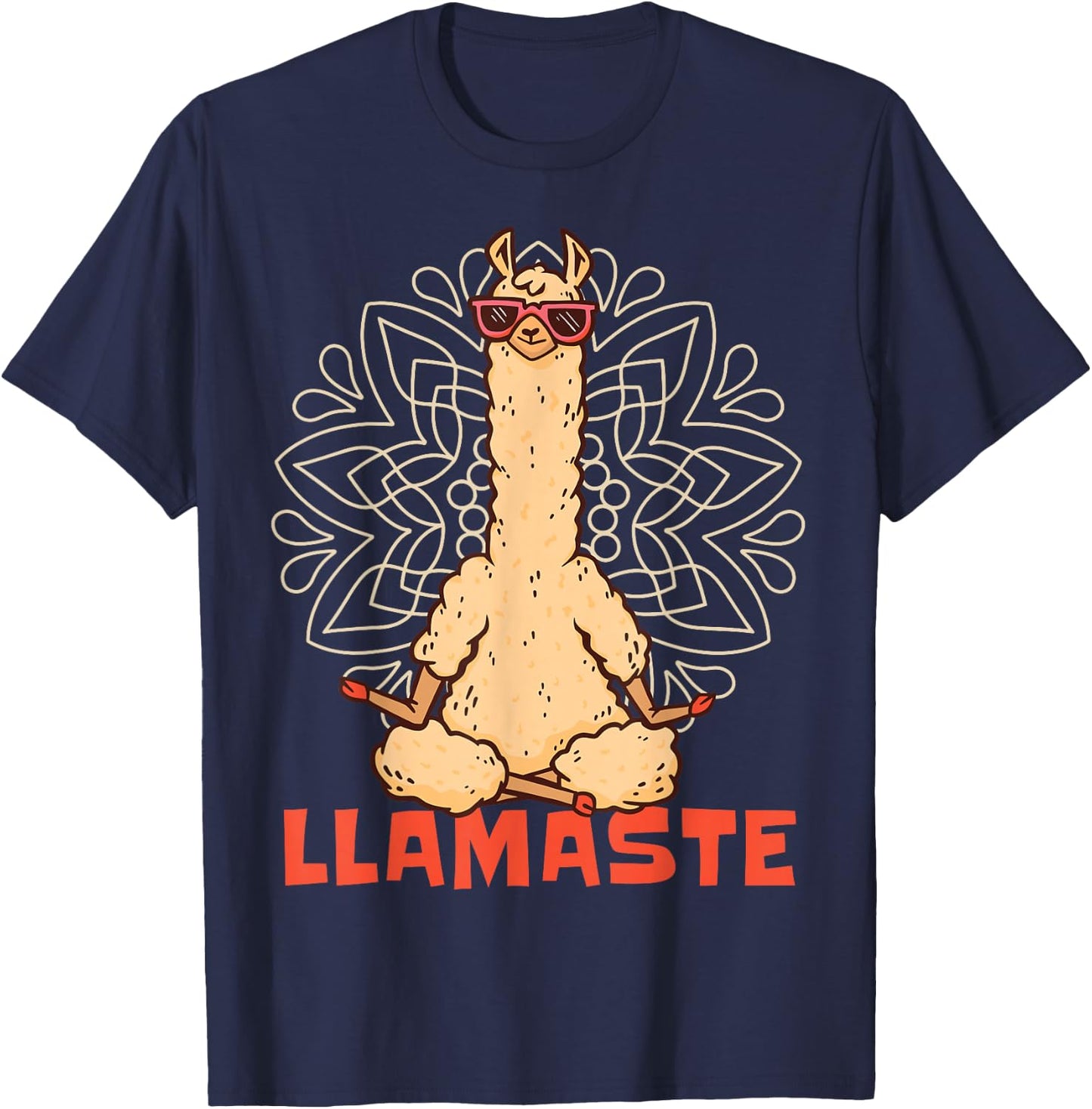 Funny Llama Yoga Lamaste Namaste Meditation T-Shirt - T-Shirt | Navy
