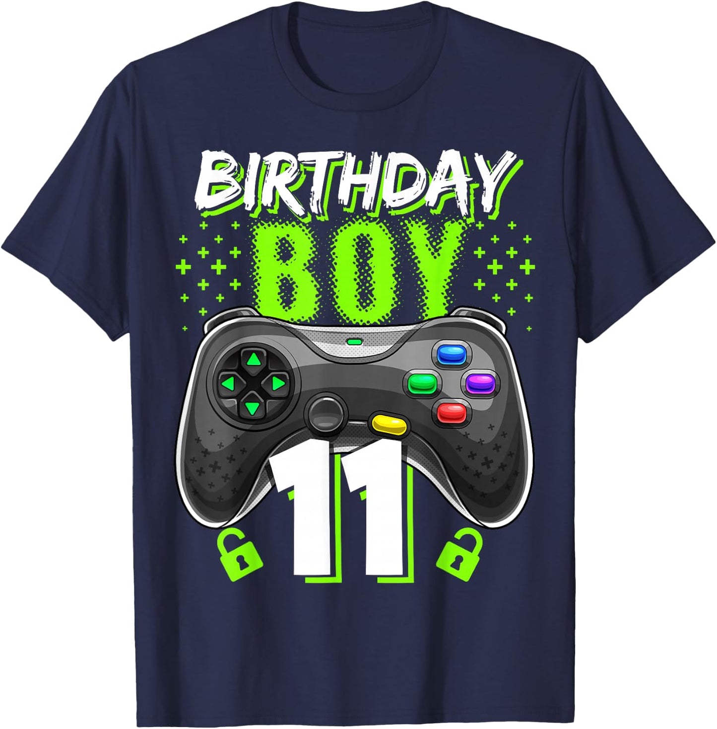 Birthday Boy 11 Video Game Controller Gamer 11th Birthday T-Shirt - T-Shirt | Navy