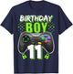 Birthday Boy 11 Video Game Controller Gamer 11th Birthday T-Shirt - T-Shirt | Navy