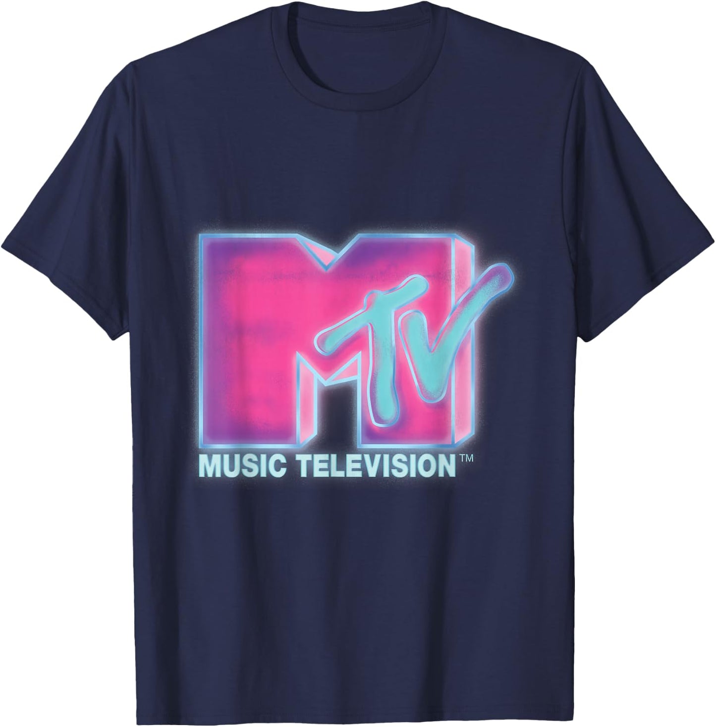 Classic MTV Pink and Blue Neon Logo T- Shirts T-Shirt - T-Shirt | Navy