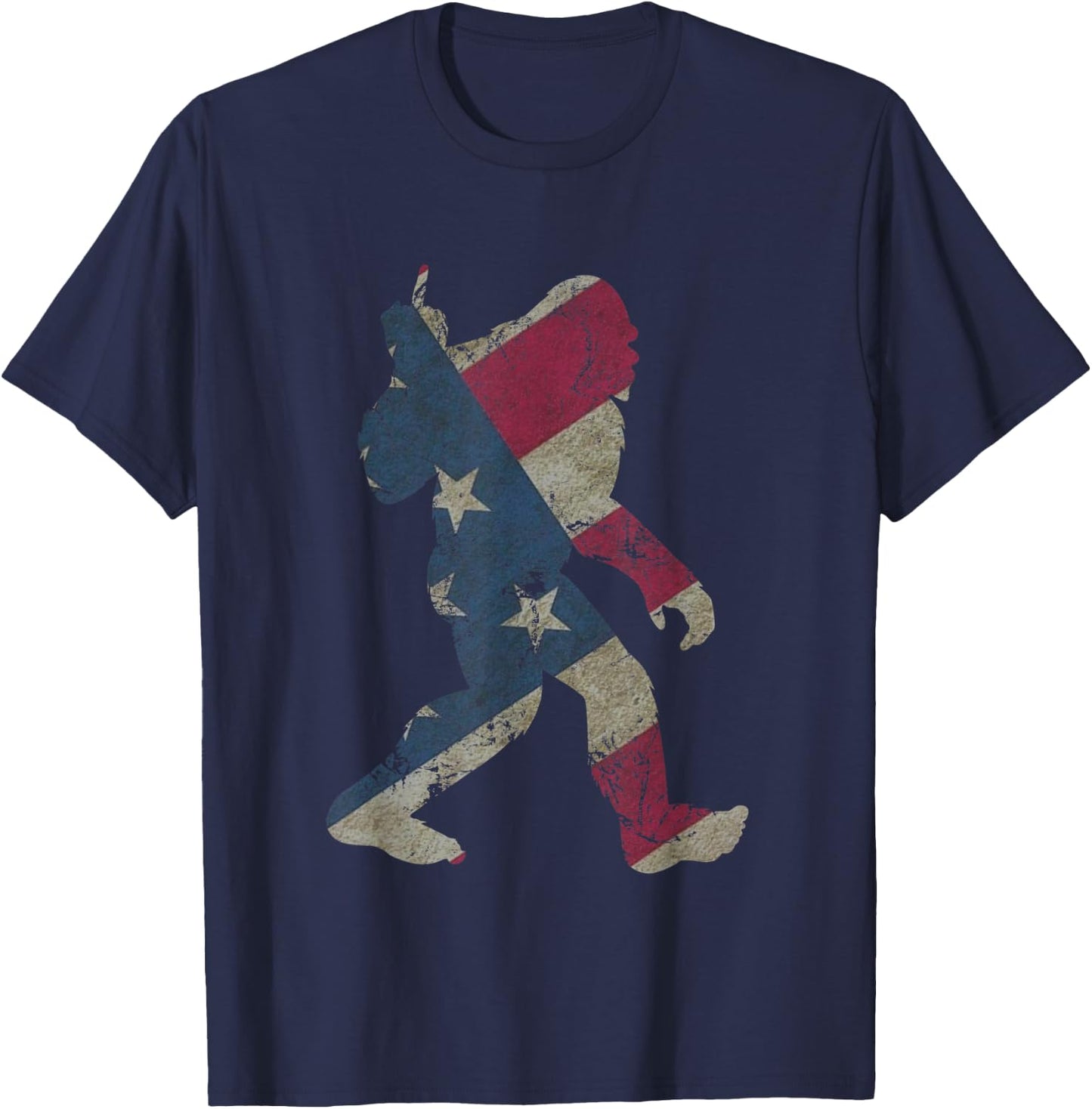 Funny USA Bigfoot Middle Finger for Sasquatch Believers T-Shirt - T-Shirt | Navy