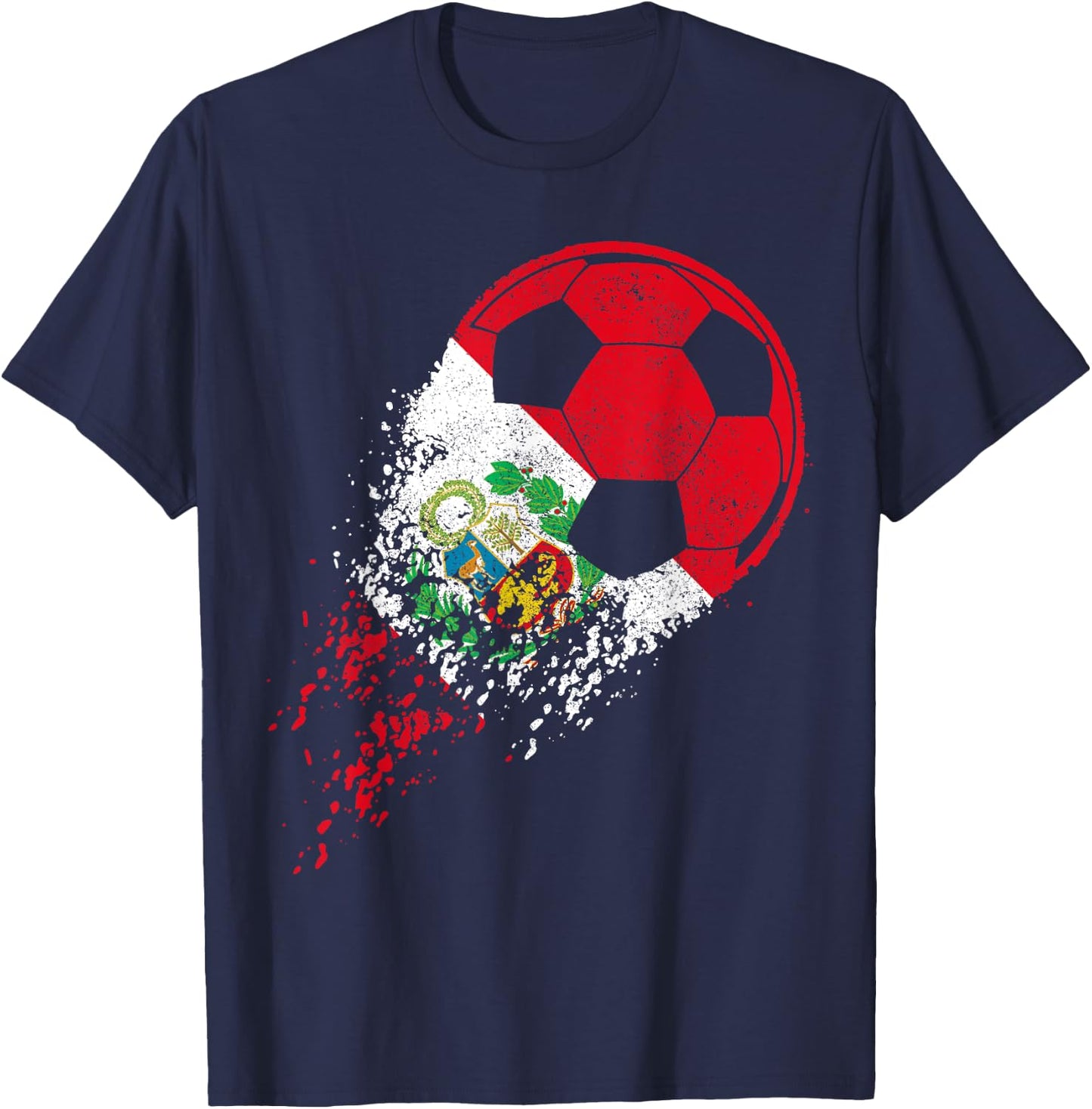 Peru Soccer Peruvian Flag Pride Soccer Player , Black T-Shirt - T-Shirt | Navy