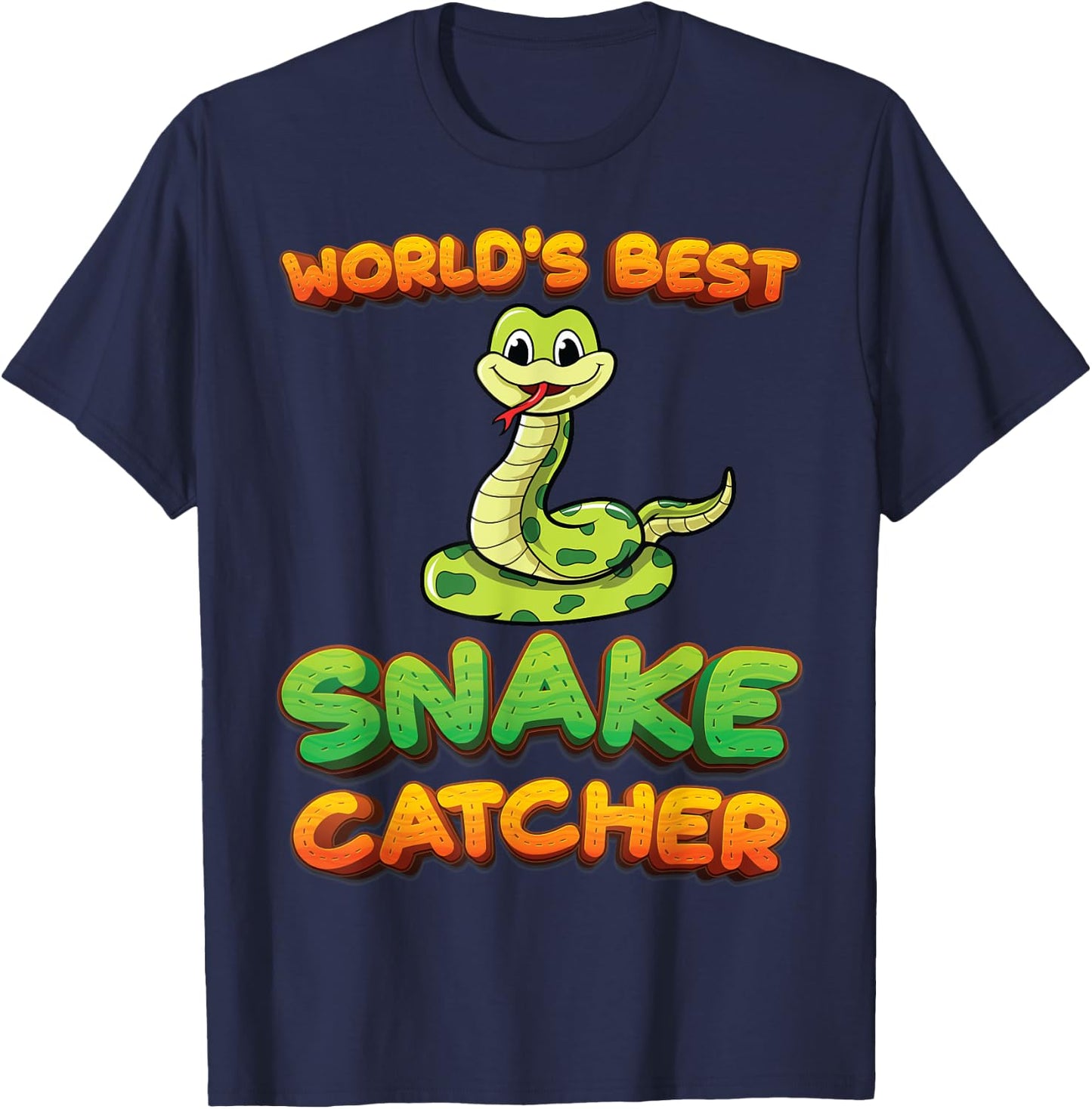 Worlds Best Snake Catcher Snake Hunter Pit Viper Snake Lover T-Shirt - T-Shirt | Navy