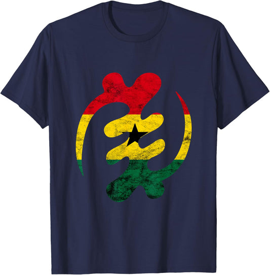 Gye Nyame Adinkra African Symbol Ghana Flag T-Shirt - T-Shirt | Navy