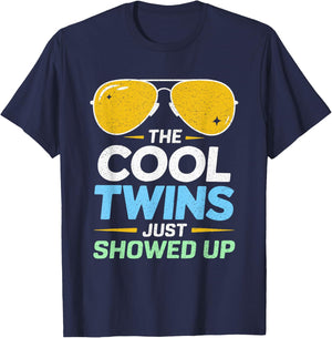 Cool Twins Just Showed Up Retro Matching Siblings Funny Kids T-Shirt - T-Shirt | Navy