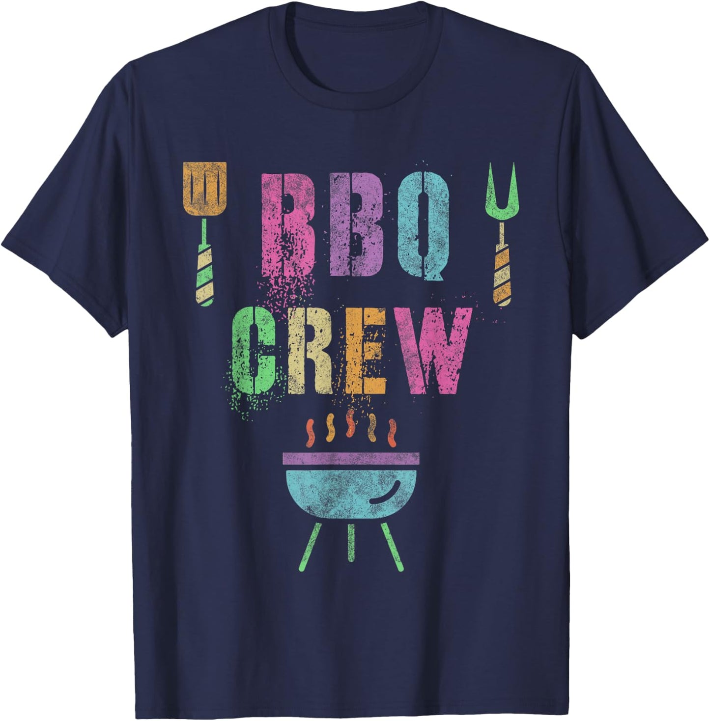 Funny BBQ CREW Grill Chef Cook Squad Cooking Summer Grilling T-Shirt - T-Shirt | Navy