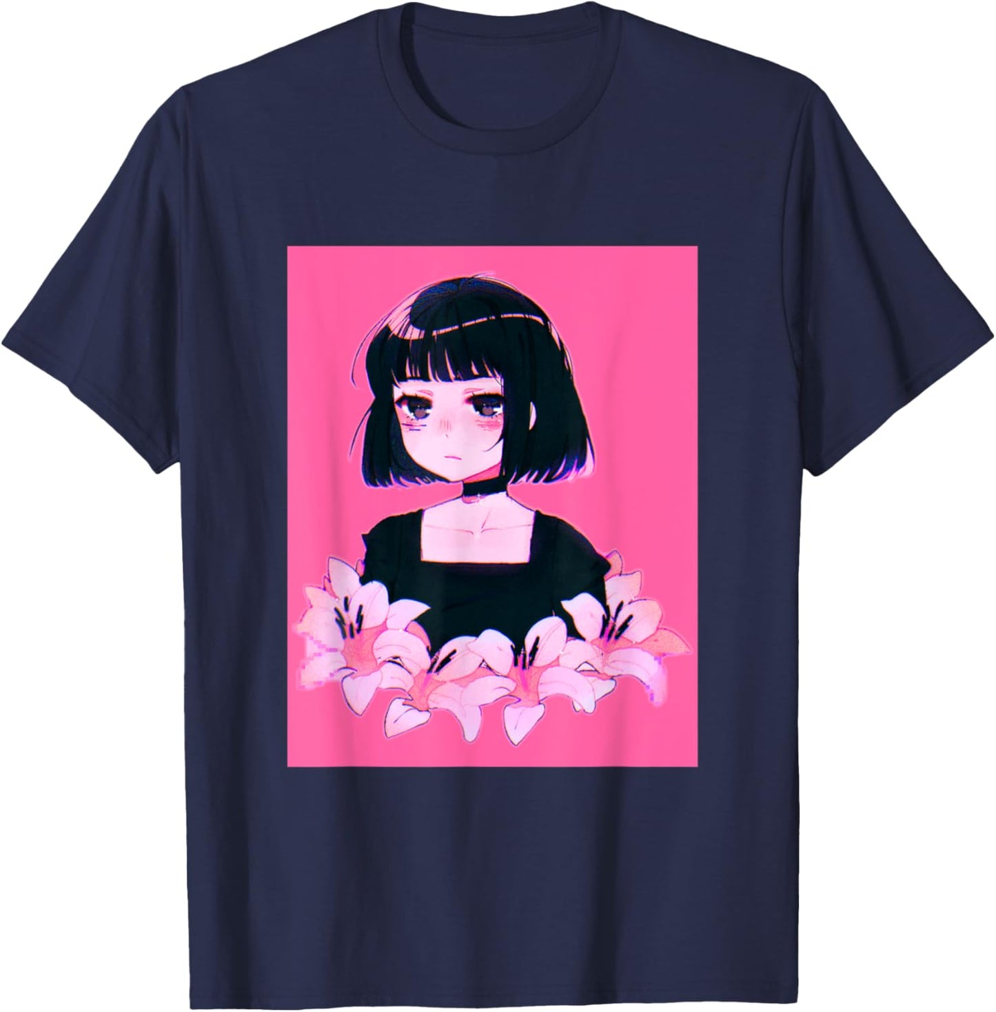 Anime Girl Japanese Aesthetic anime Otaku T-Shirt - T-Shirt | Navy