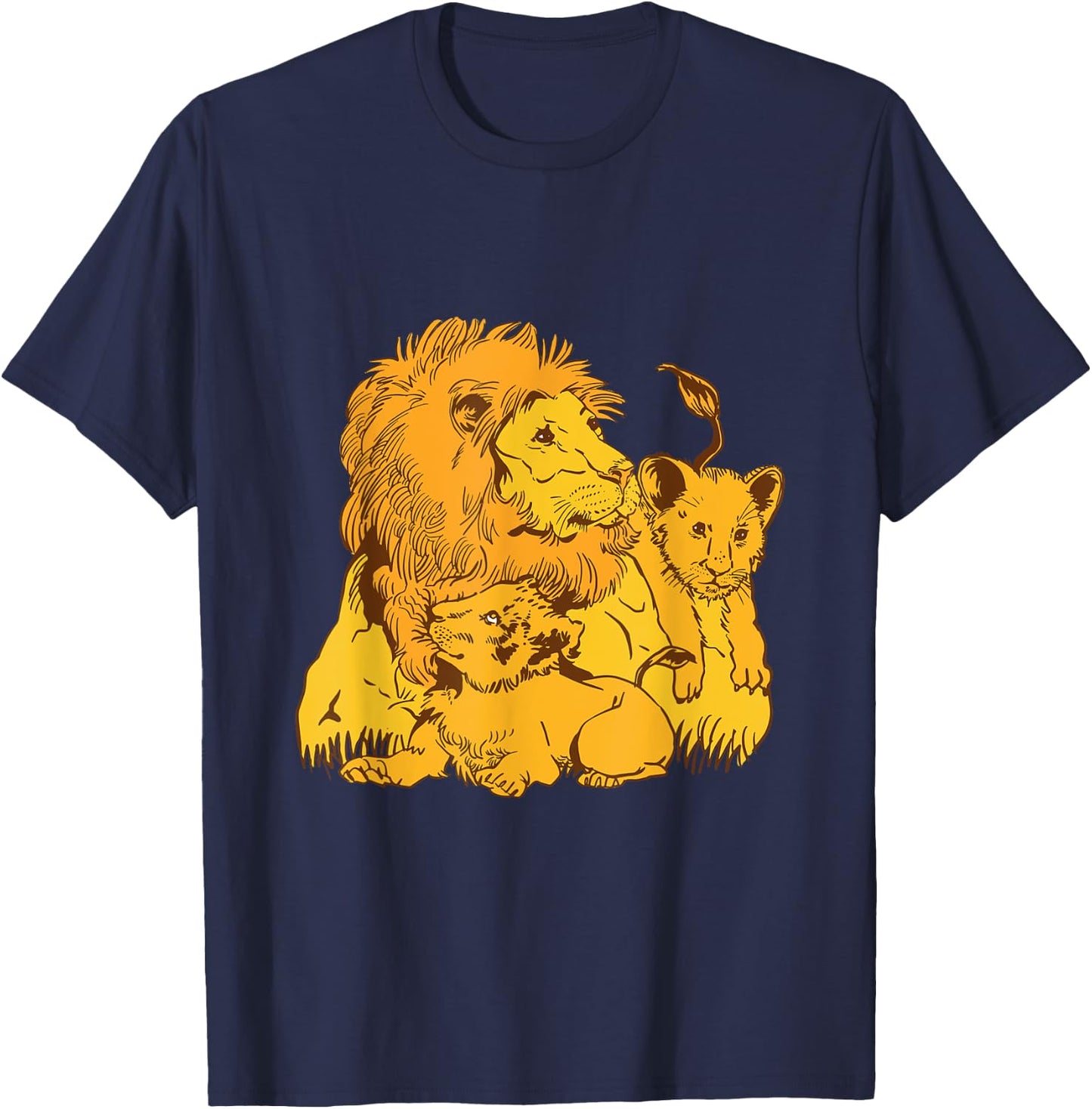 Proud Dad Lion with Cubs Lion Papa for Father's Day T-Shirt - T-Shirt | Navy