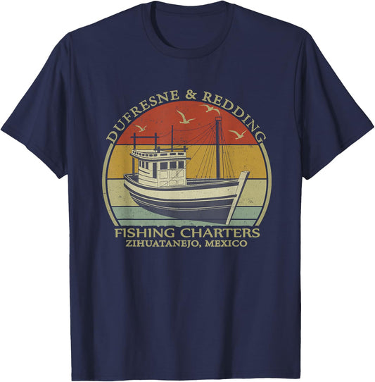 Dufresne And Redding Fishing Charters - Vintage fishing Boat T-Shirt - T-Shirt | Navy
