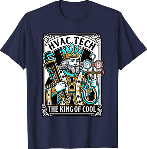 HVAC Tech King of Cool Funny AC Refrigeration Mechanic T-Shirt - T-Shirt | Navy