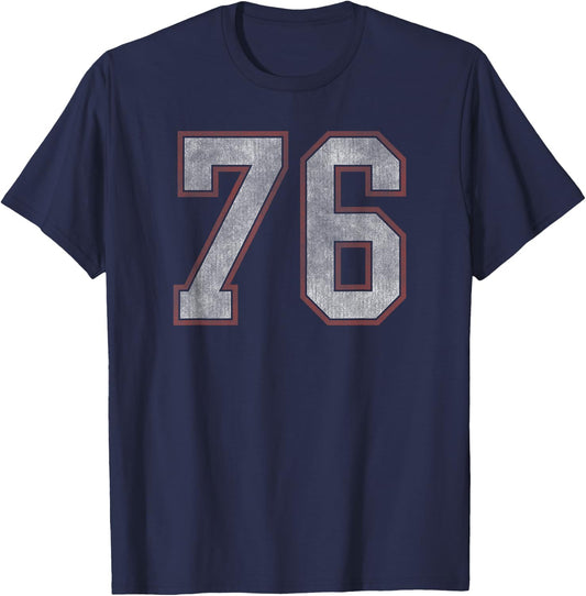 Trendy Vintage Number 76 Fitness T-Shirt - T-Shirt | Navy