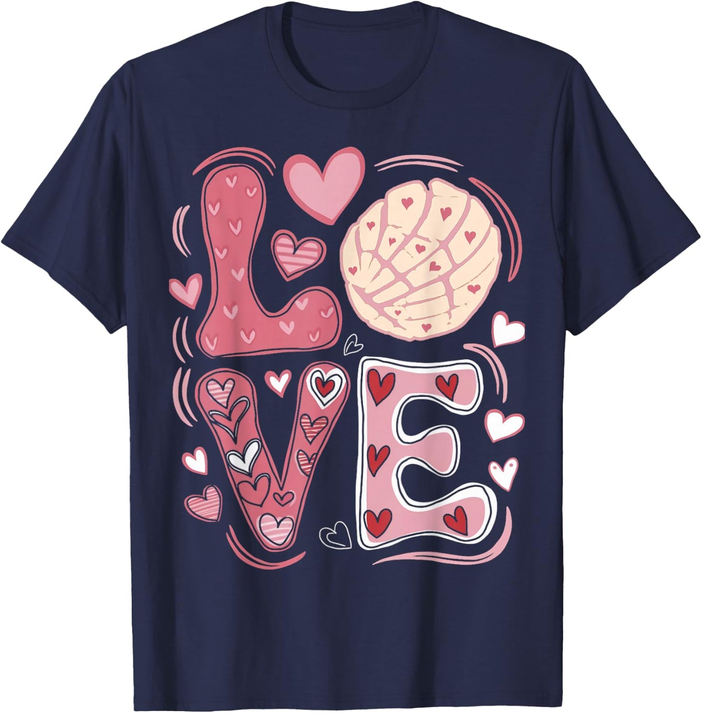 LOVE Latina Mexican Baked Concha Pastry Conchas T-Shirt - T-Shirt | Navy