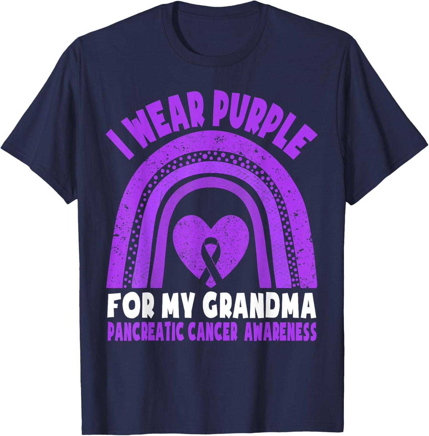 I Wear Purple For My Grandma Pancreatic Cancer Awareness T-Shirt - T-Shirt | Navy