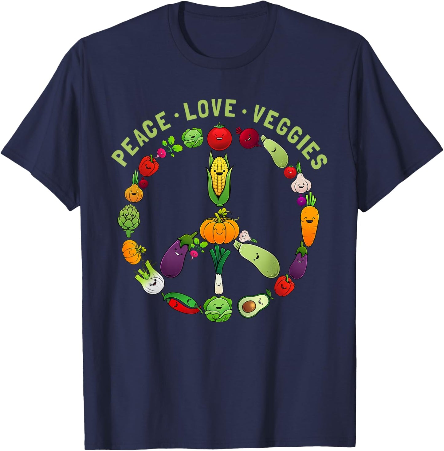 Funny Veggie Art Men Vegan Food Vegetables Themed T-Shirt - T-Shirt | Navy