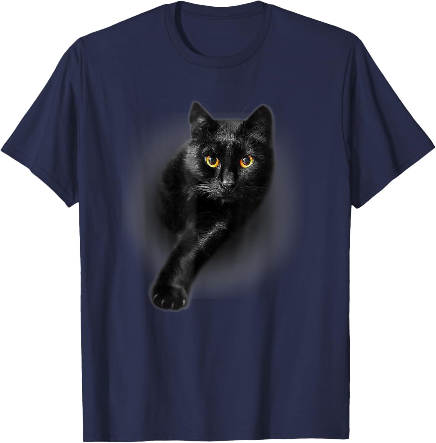 Cute Black Cat Yellow Eyes Cats Gifts T-Shirt - T-Shirt | Navy