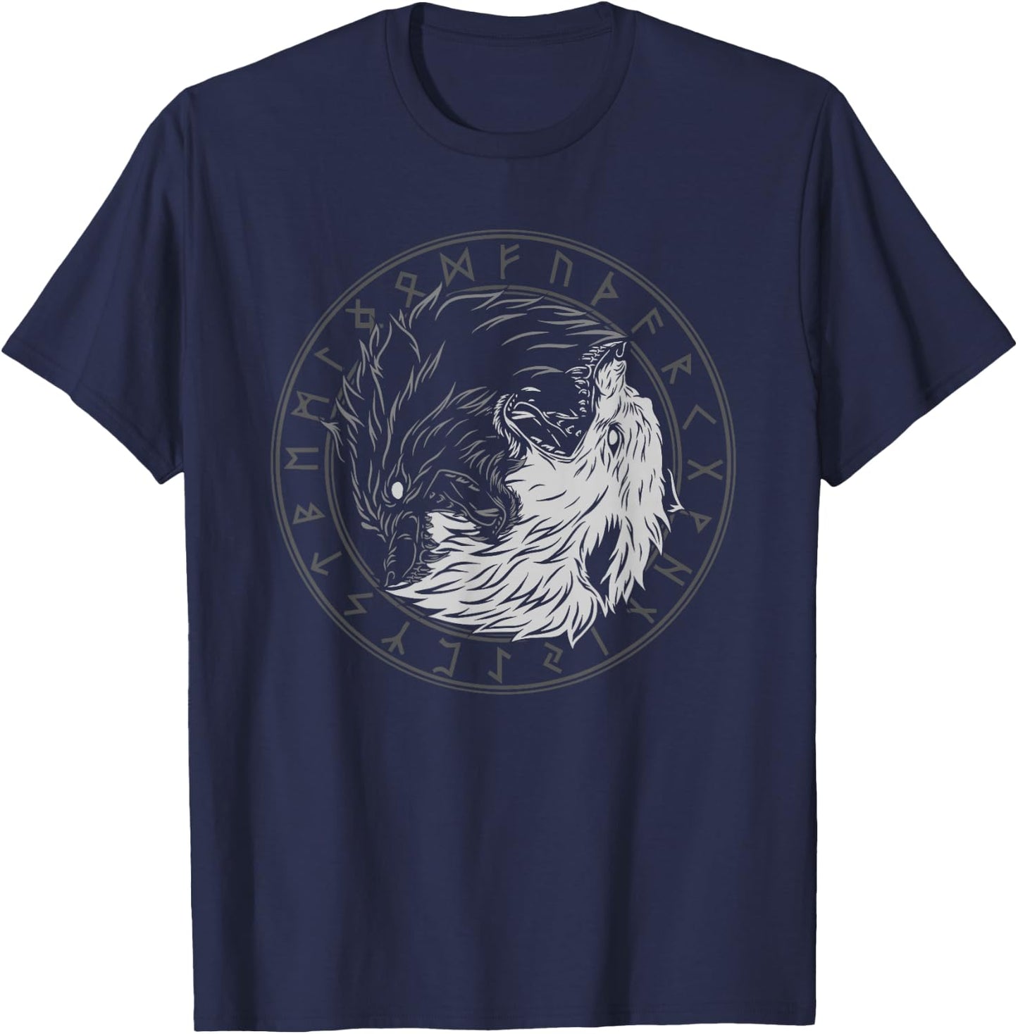 Sons of Fenrir - Sköll and Hati - Ying Yang Wolf T-Shirt - T-Shirt | Navy