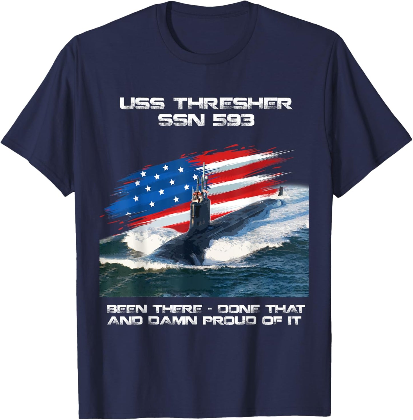 USS Thresher SSN-593 American Flag Submarine Veteran Xmas Women Men T-Shirt - T-Shirt | Navy