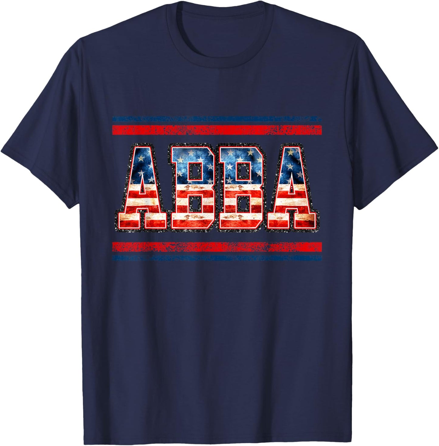 4th of July Abba Flag Shirt, Vintage Abba Shirt T-Shirt - T-Shirt | Navy