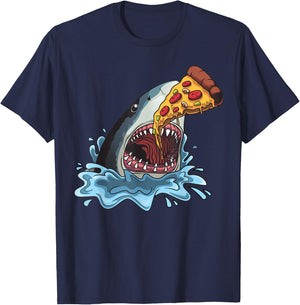 Funny Shark Pizza For Jawsome Shark Pizza Lover Men Women T-Shirt - T-Shirt | Navy