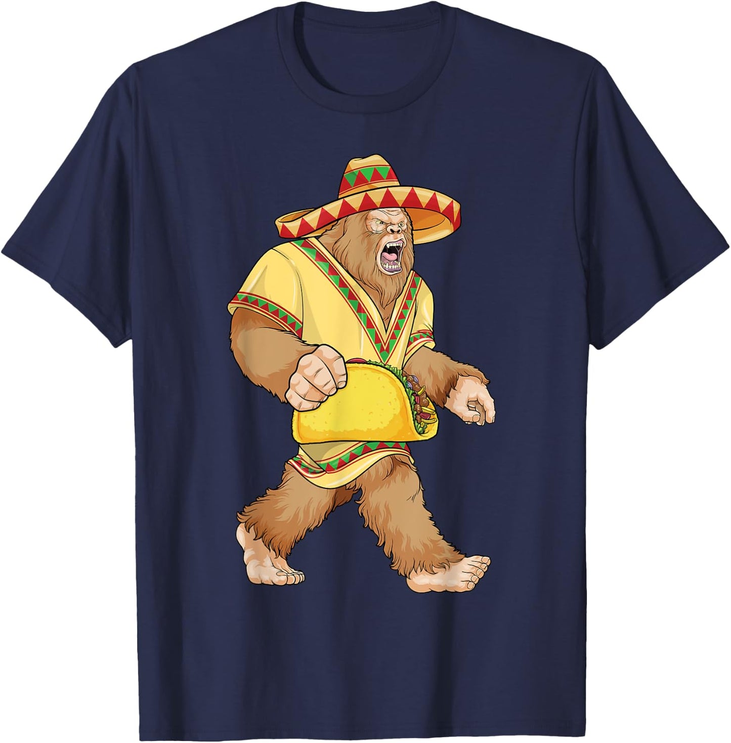Bigfoot Taco Cinco de Mayo Mexican Bigfoot El Squatcho Boys T-Shirt - T-Shirt | Navy