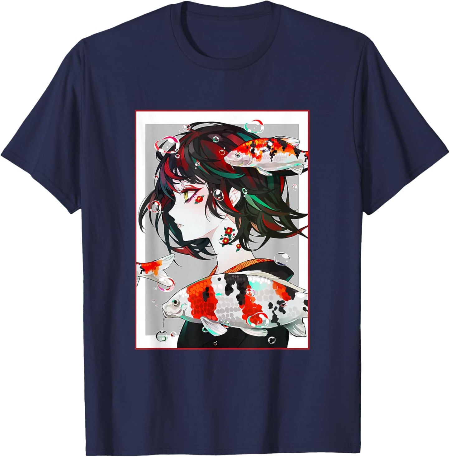 Anime Girl Japanese Aesthetic Anime Otaku T-Shirt - T-Shirt | Navy