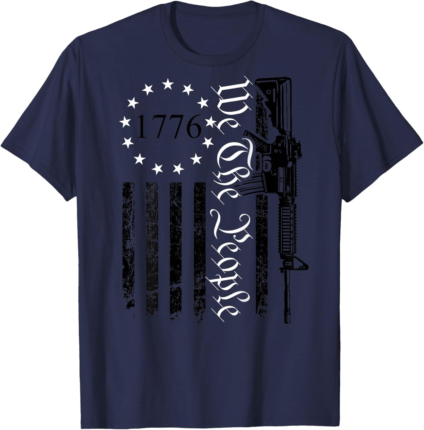 We The People - Gun Rights AR15 Pro Guns USA Flag (ON BACK) Men T-Shirt - T-Shirt | Navy