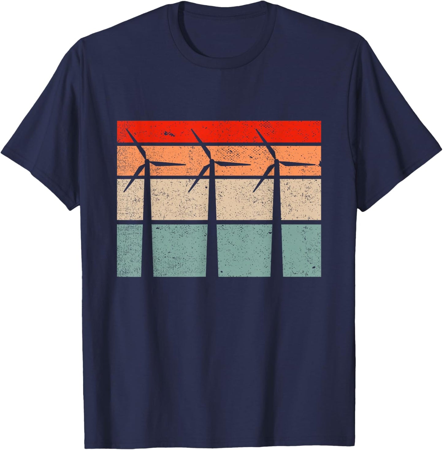 Retro Vintage Wind Turbine Technician Wind Energy T-Shirt - T-Shirt | Navy