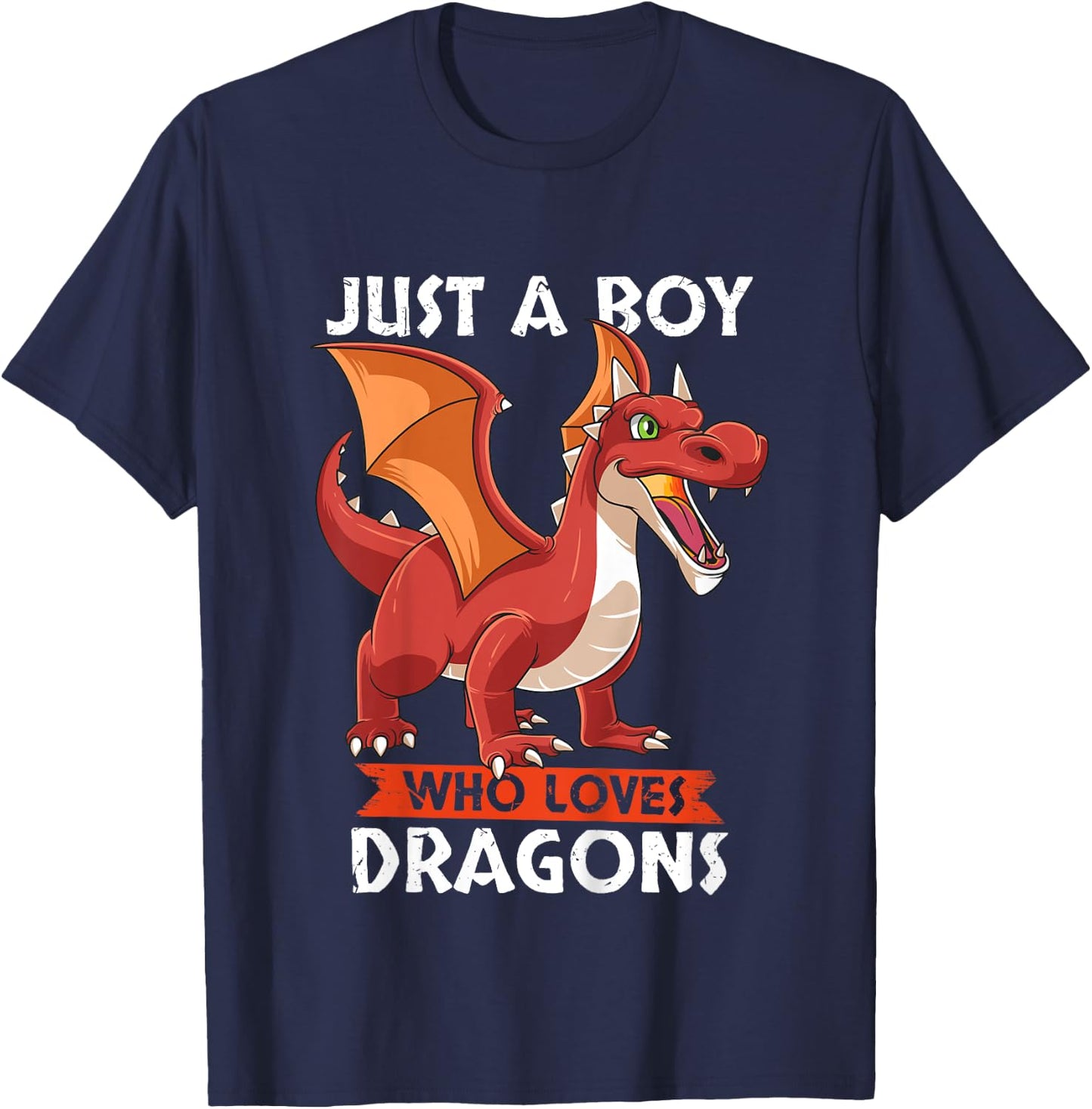 Kids Cute Just a Boy Who Loves Dragons - Gift T-Shirt - T-Shirt | Navy