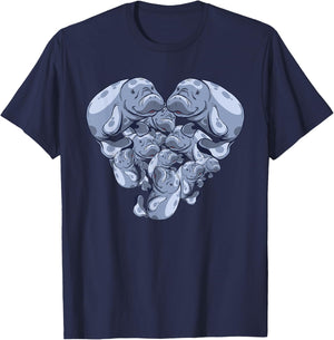 Sea cow heart shape design T-Shirt - T-Shirt | Navy