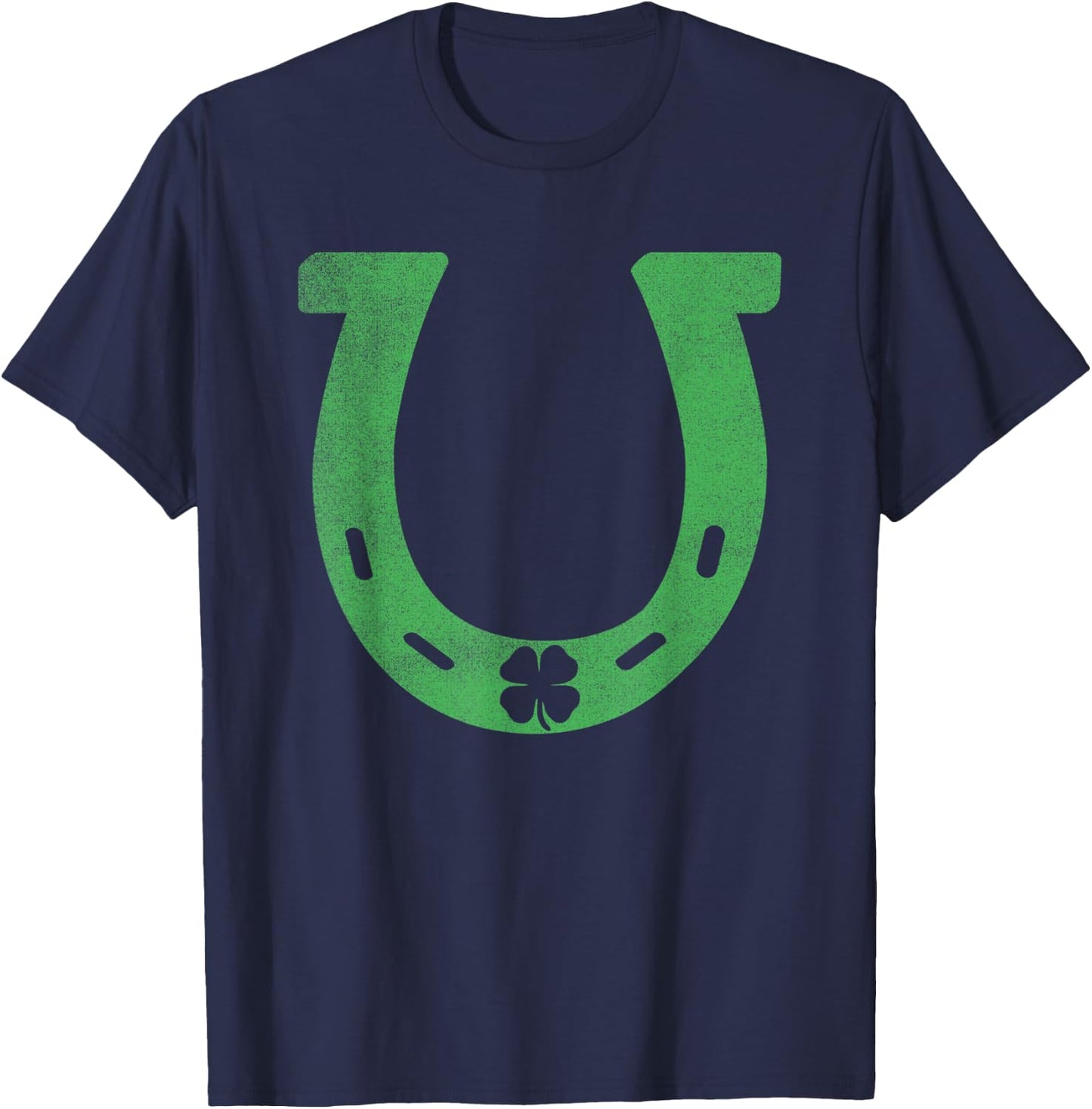 Horseshoe Gift St. Patrick's Day Shamrock Irish Clover Lucky T-Shirt - T-Shirt | Navy
